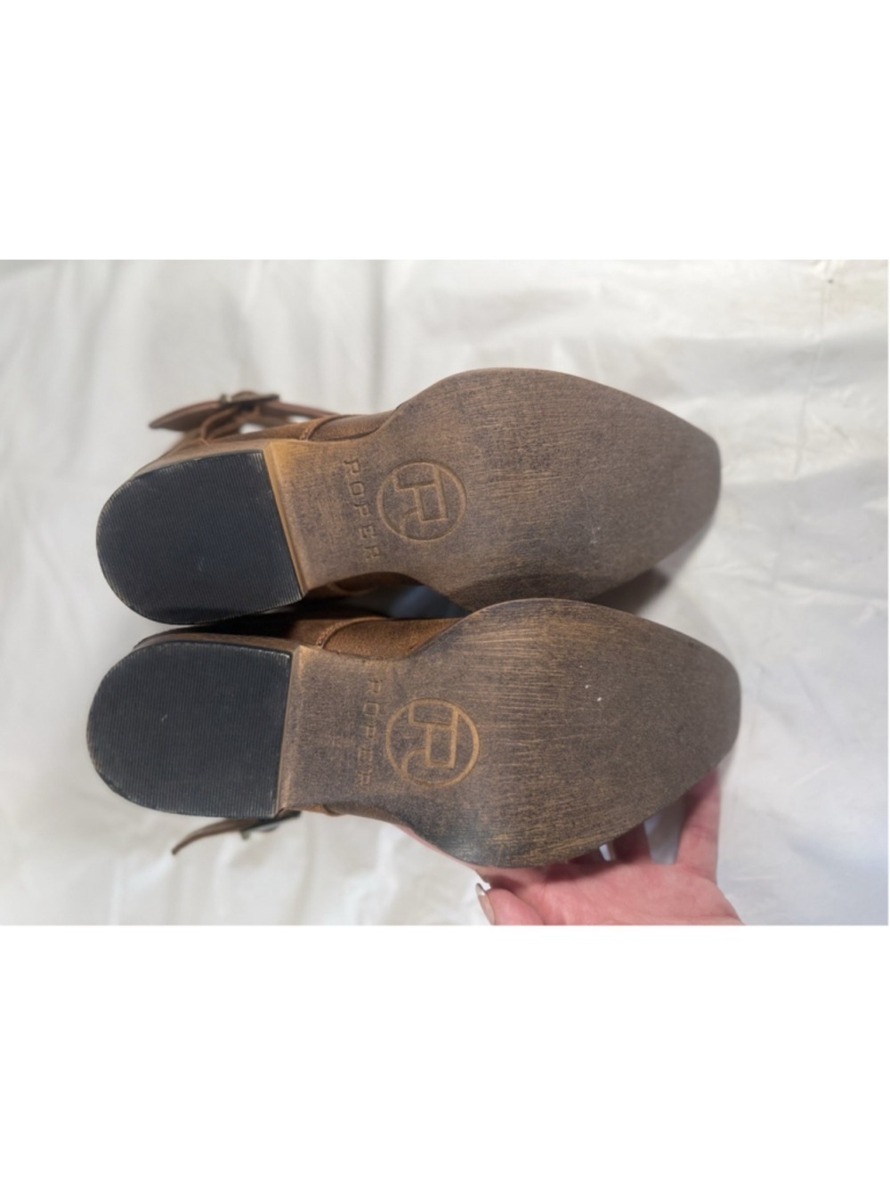 Roper Willa Embroidery Snip Toe Cowboy Booties Brown Casual Boots Size 6 New - Picture 3 of 10